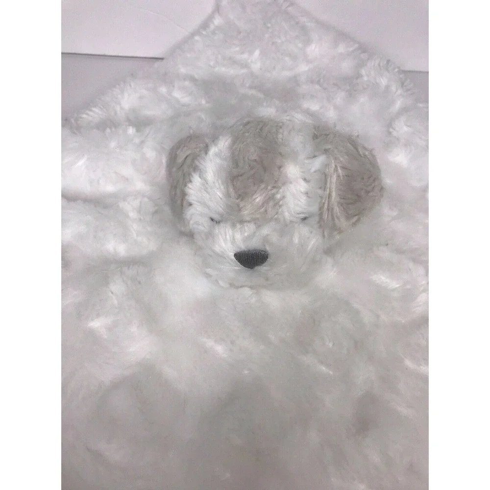 Blankets & Beyond Puppy Dog Security White Grey Swirl Fur 12x12 Baby Soft Lovey